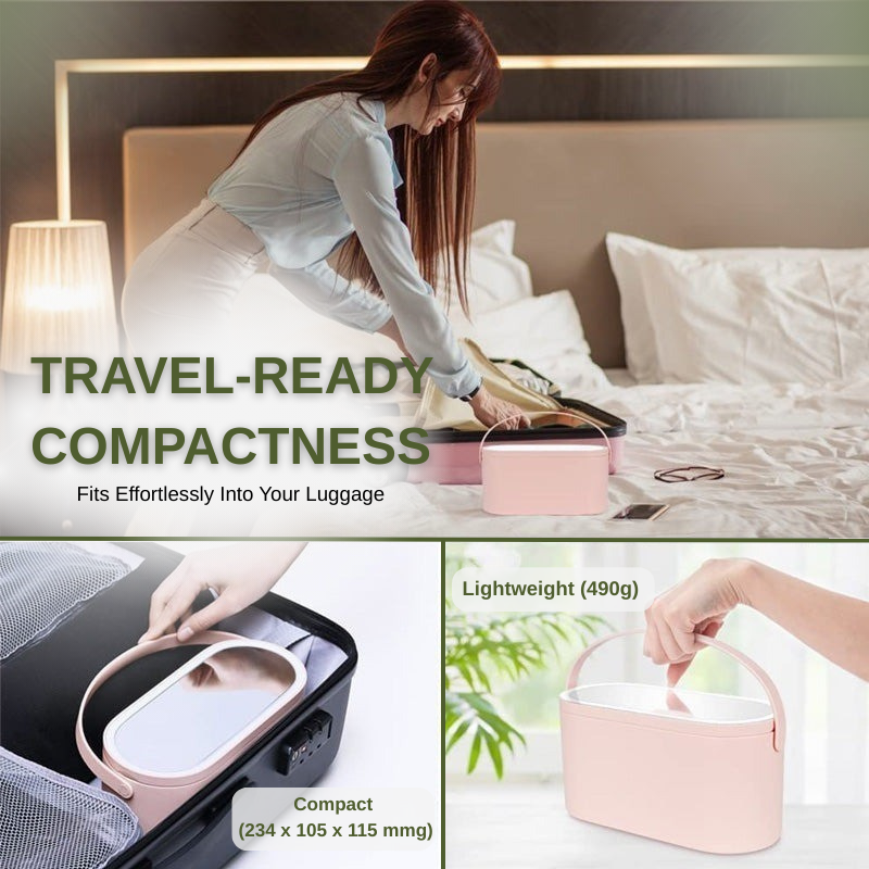Travel Portable Makeup Organizer Box With LED