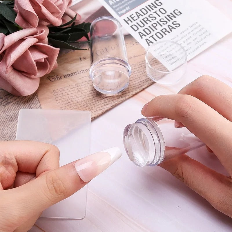 Silicone Stamping Kit for Nail Art with Scraper
